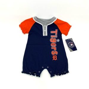 Genuine Merchandise Detroit Tigers Baby Girl Elastic Lettuce Hem Bodysuit 6/9M